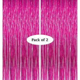 Bubble Trouble Birthday Foil Solid Opaque Curtain Pack of 2 Pink 3Ftx6Ft Fringe Solid Curtains Party Decoration-picture-44