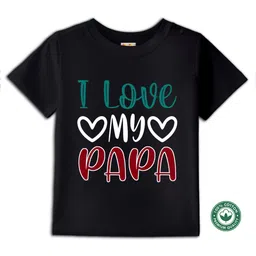 BLUSHES 100% Cotton Fathers Day Theme Half Sleeves I Love My Papa Text Printed Tee - Black-picture-19