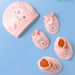 Babyoye Disney Interlock Knit Cap Mittens & Booties Set With Winnie The Pooh Graphics Peach - Circumference 14 Cm-picture-35