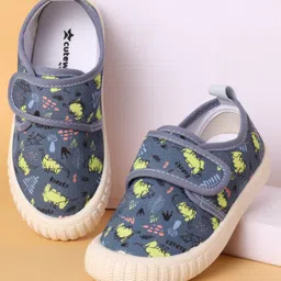 Cute Walk by Babyhug Velcro Closure Dino Printed Casual Shoes - Blue image 1