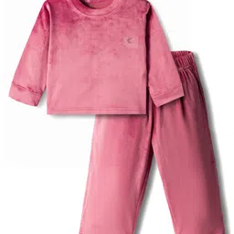 Kanvin Knit Full Sleeves Solid Color Co-ords Winter Wear Sweatshirt & Lounge Pant Set - Pink-picture-20