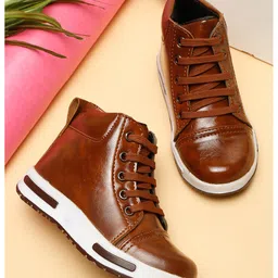 Tiny Bugs Solid Lace Up Boots - Brown-picture-12