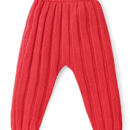 Babyhug Cable Knit Full Length Pyjama Solid Colour - Red image 2