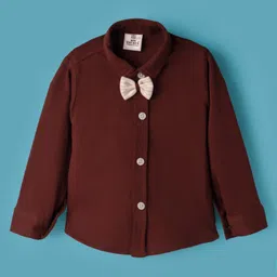 Mini Taurus Sinker Knit Full Sleeves Striped 3 Piece Party Suit With Text Embroidery & Bow Applique - Beige image 2