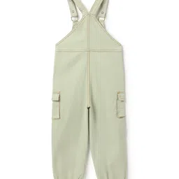 Tales & Stories Woven Sleeveless Solid Dungaree - Olive Green image 3