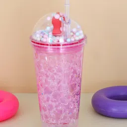 The Procure Store Frozen Design LED Sipper With Straw- Pink 550 ml image 3