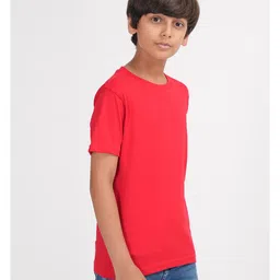 Zion Single Jersey Half Sleeves Solid Tee - Red image 4