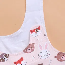 Wonderchild Half Sleeves Animals Printed Romper - White & Peach image 3