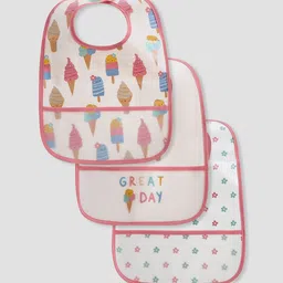 Juniors by Babyshop Infant Girls Pack Of 3 Printed Bibs With Hook & Loop Closure-image-64