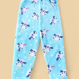 Babyhug Velour Knit Full Sleeves Winter Night Suit Kitty Print - Blue image 4