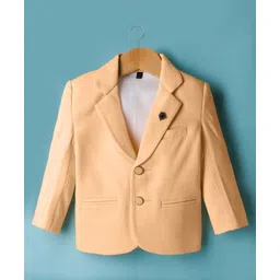 Dapper Dudes Full Sleeves Textured Blazer With Typography Printed Tee Set - Peach image 4