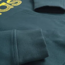 ADIDAS KIDS Cotton Knit Full Sleeves Hooded Sweatshirt with Brand Name Graphic - Teal Blue image 5