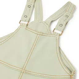 Tales & Stories Woven Sleeveless Solid Dungaree - Olive Green image 5