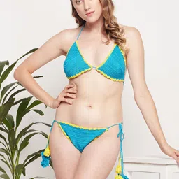 NIMRA FASHION Cotton Crochet Halter Neck Swim Bikini Set-image-82