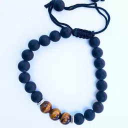 Apnisanskriti Unisex Black Onyx Matt Tiger Eye Stone Bracelet-picture-40