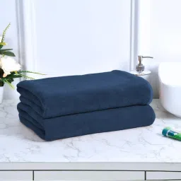 Black Gold Bath Towels 400 Gsm Lightweight Ultra-Soft Plain Navy Blue (Pack Of 2)-picture-18