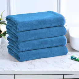 Black Gold Bath Towels 400 Gsm Lightweight Ultra-Soft Plain Royal Blue (Pack Of 4)-picture-24