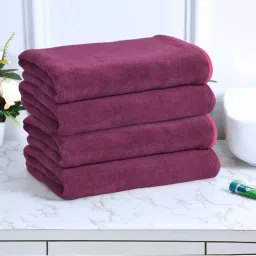 Black Gold Bath Towels 400 Gsm Lightweight Ultra-Soft Plain Wine (Pack Of 4)-picture-37