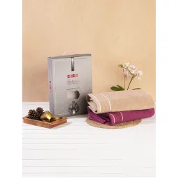 SPACES 100% Cotton Dark Pink 2 Bath Towel 2 Hand Towel Bath Set for Gifting-image-42