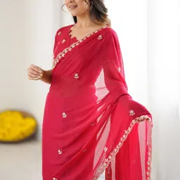 KALINI Floral Embroidered Saree With Blouse Piece-picture-38
