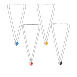 MEMOIR Unisex Set of 4 Silver-Plated Pendants with Chains-picture-42