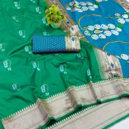 RATNAVALI Woven Design Zari Art Silk Handloom Paithani Saree image 1