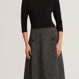 Ted Baker Women Striped Round Neck Cotton Fit And Flare Midi Dress-image-68