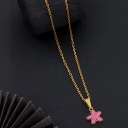 SZN Brass Set Of 2 Gold-Plated Star Shaped Enamelled Pendants With Chains image 2