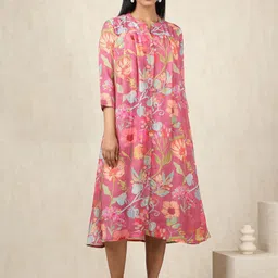 Soch Women Floral Printed A-Line Midi Dress image 1
