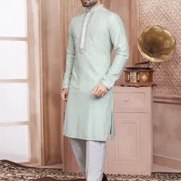 EVASTRO Ethnic Motifs Embroidered Regular Pure Cotton Straight Kurta with Pyjamas image 3