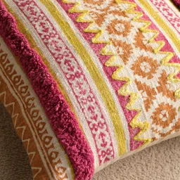 eyda Pink & White 2 Pieces Embroidered Square Cushion Covers image 3