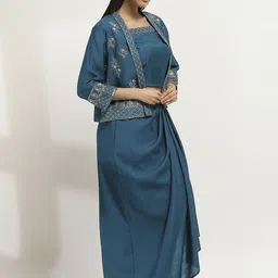 Rangriti Embroidered Top Jacket With Skirt Co-Ords image 4