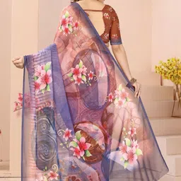 ZAMUNA Floral Pure Georgette Leheriya Saree image 2
