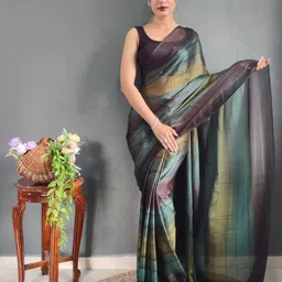 V3 FASHION STUDIO Embellished Pure Crepe Saree-image-98