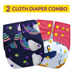 Bembika Reusable Cloth Diapers Multi Print Pack of 2 - White Blue-picture-25