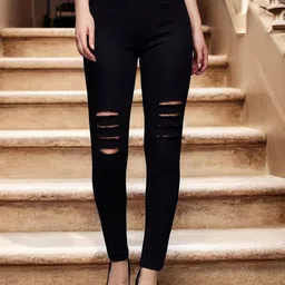 Miss Chase Women Slim Fit High-Rise Mildly Distressed Stretchable Cotton Jeans-image-17