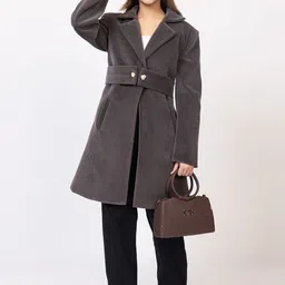 BUFFARO Notched Lapel Long Sleeves Single-Breasted Overcoat image 3