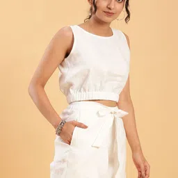 BohoJazz Round Neck Linen Top With Shorts image 4