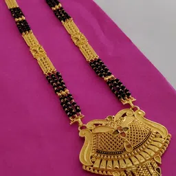 OM KRISHIV COLLECTION Gold Plated Artificial Beads Beaded Brass Mangalsutra image 1