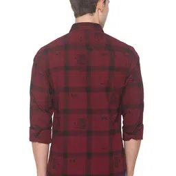 SNX Men Tailored Fit Windowpane Checks Opaque Checked Casual Shirt image 4