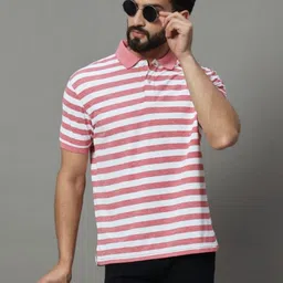 UNIBERRY Men Striped Polo Collar T-shirt-image-86