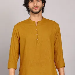 HERE&NOW Men Solid Straight Kurtas image 5