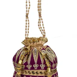 sunesh creation Women Blue, Purple, Gold Potli image 3