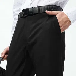 Marks & Spencer Men Solid Mid-Rise Regular Fit Formal Trousers image 2