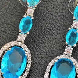 Gemron Jewel Rhodium-Plated Cubic Zirconia Studded Circular Shaped Drop Earrings image 5