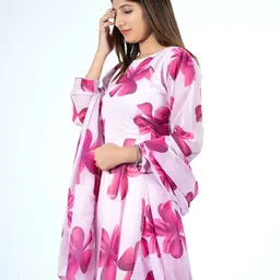 Femvy Floral Print Crepe Fit & Flare Maxi Dress image 4
