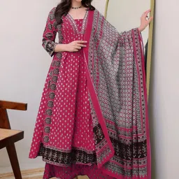 DIVASTRI Women Ethnic Motifs Printed Regular Kurta with Palazzos & With Dupatta-picture-10