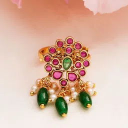 JAYPORE Gold Plated Artificial Stones Studded Ring-image-41