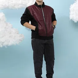 Instafab Boys Camouflage Colourblocked Mandarin Collar Lightweight Cotton Biker Jacket image 4