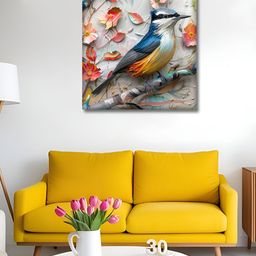 OLIVE TREE White & Blue Birds And Animals Canvas Wall Art-picture-9